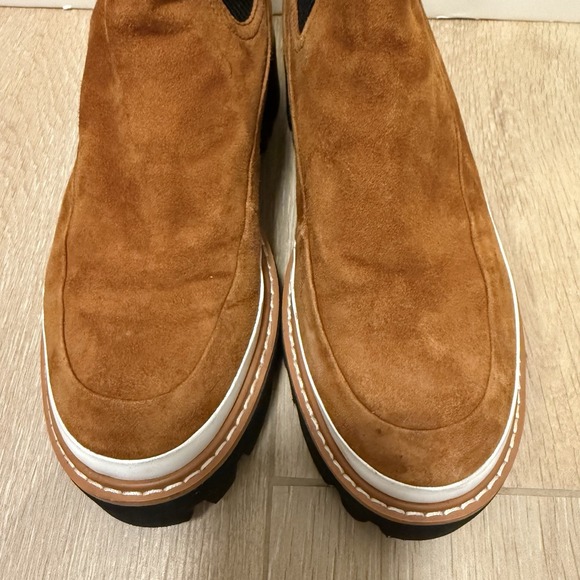 FREE PEOPLE Gee Wawa Ellis Chelsea Boots Lugged Platform Tan Brown Size 37/7 - Picture 3 of 11